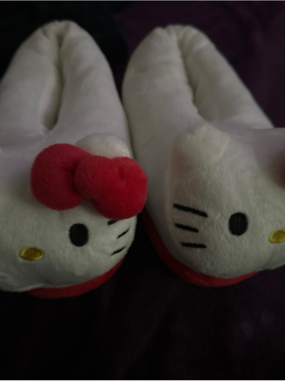 Sanrio Hello Kitty White and Red Plush Kids Slippers